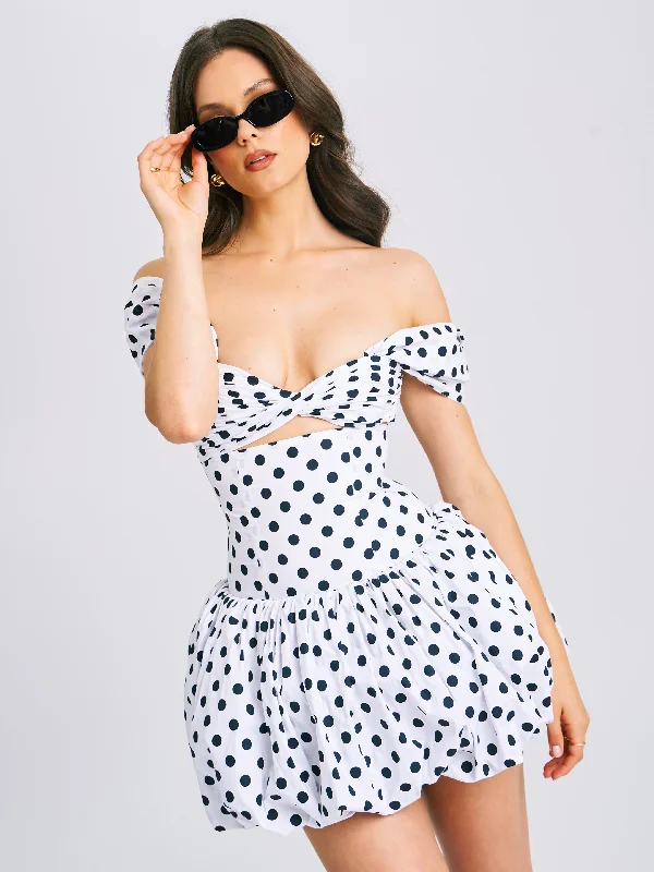 Umika Polka Dots Bubble Hem Mini Dress