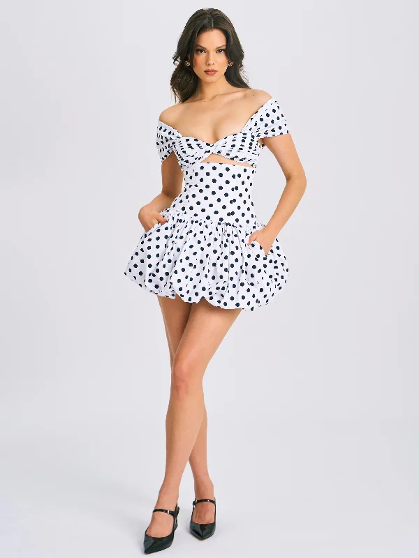 Umika Polka Dots Bubble Hem Mini Dress