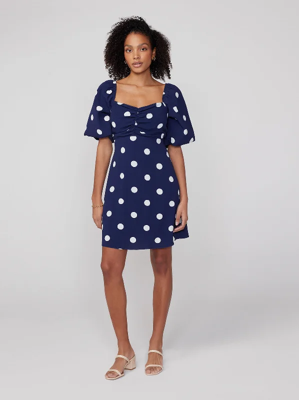 Zosia Navy Polka Dot Mini Dress