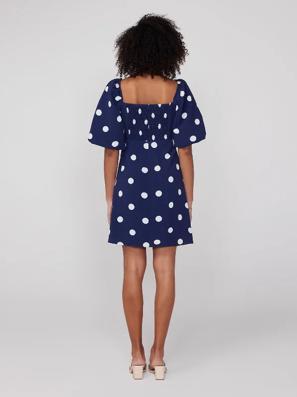 Zosia Navy Polka Dot Mini Dress