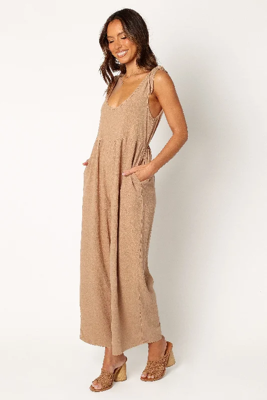 Ayla Linen Jumpsuit - Mocha