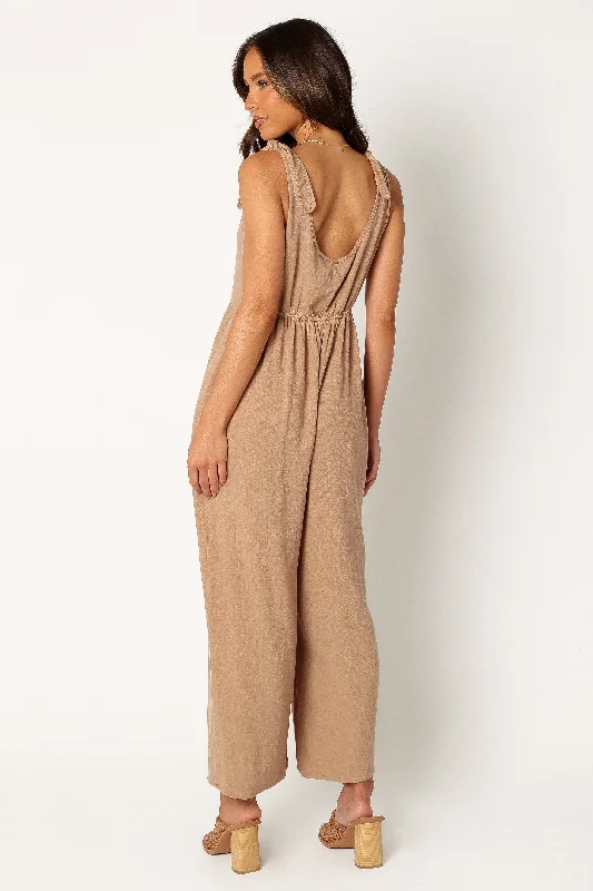 Ayla Linen Jumpsuit - Mocha