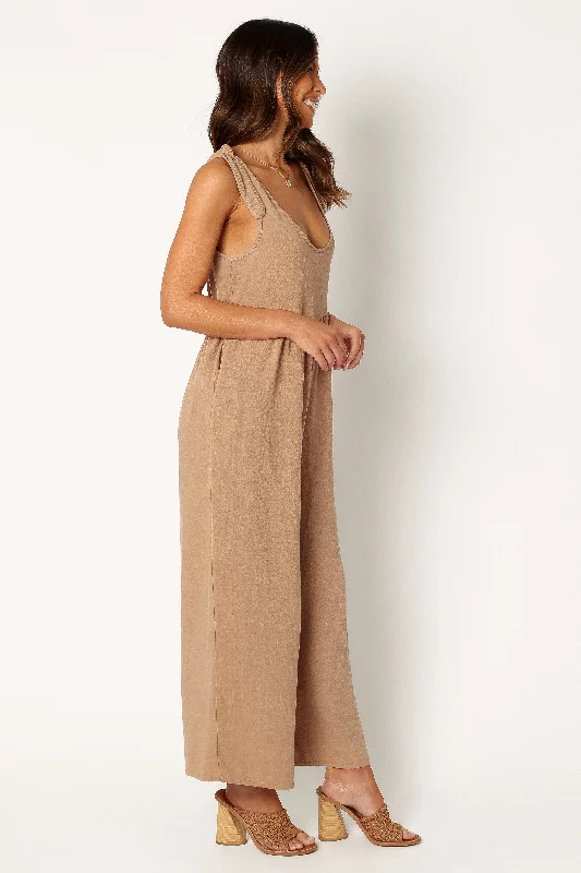 Ayla Linen Jumpsuit - Mocha