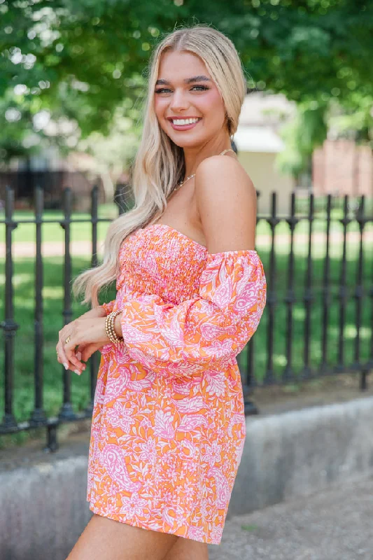 Following The Sun Multi Print Off The Shoulder Romper