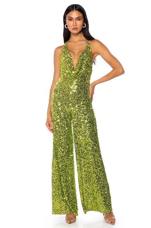 JODIE SCOOP NECK SEQUIN JUMPSUIT