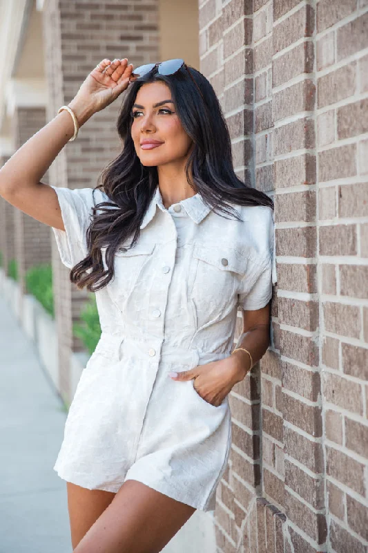 My Lucky Stars Neutral Star Print Romper