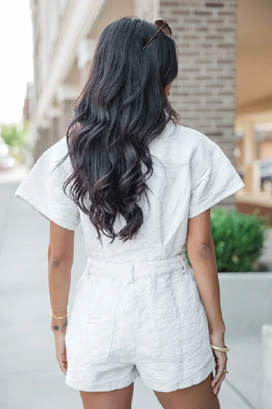 My Lucky Stars Neutral Star Print Romper