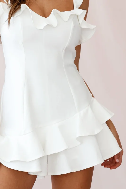 Oops I Did It Again Frill Detail Romper White