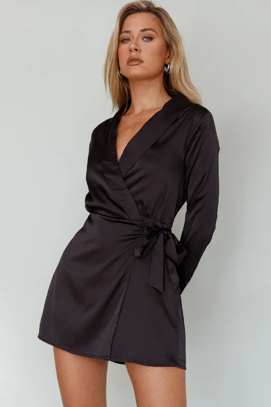 Turning Heads Side Tie Romper Black