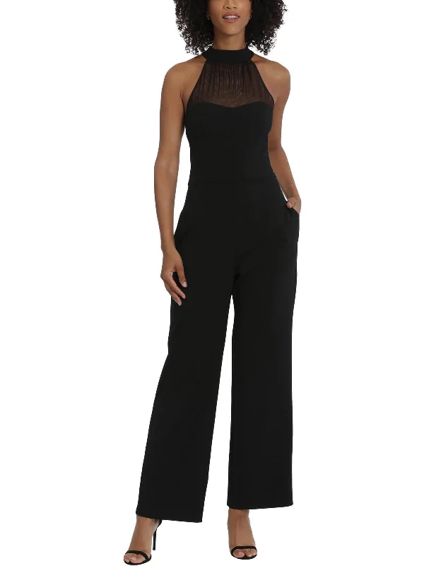 Womens Illusion Crepe Jumpsuit