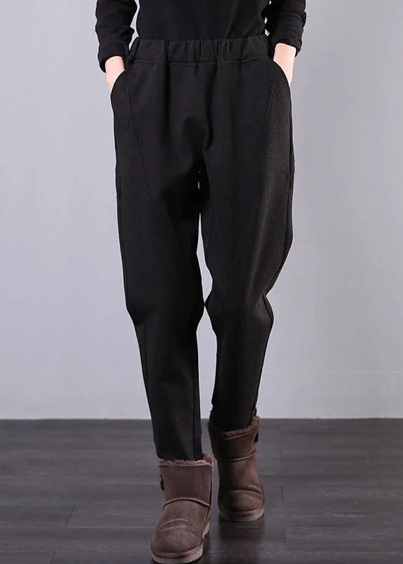 100% elastic waist pant oversized black gray Shape pockets pant