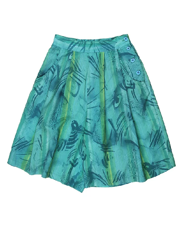 80s Green Lagoon High Waisted Skort Shorts - S