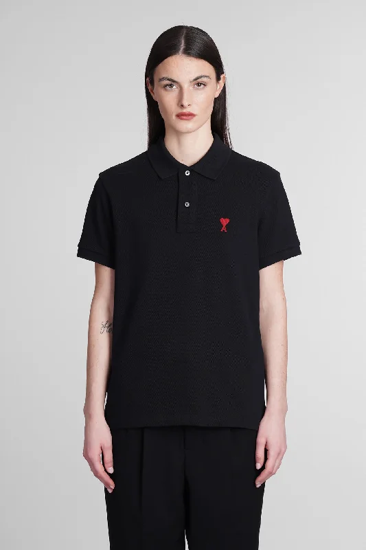 Polo in black cotton