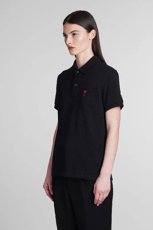 Polo in black cotton