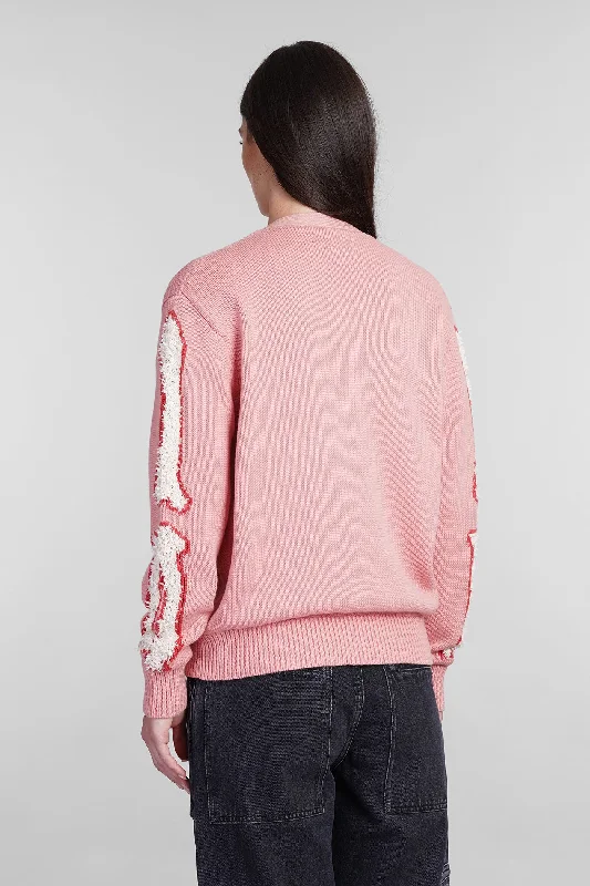 Cardigan in rose-pink wool