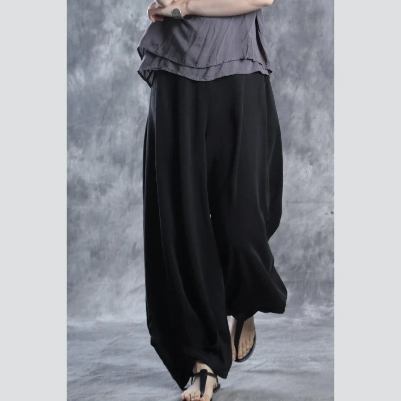 Black linen pants harem pants silk trousers