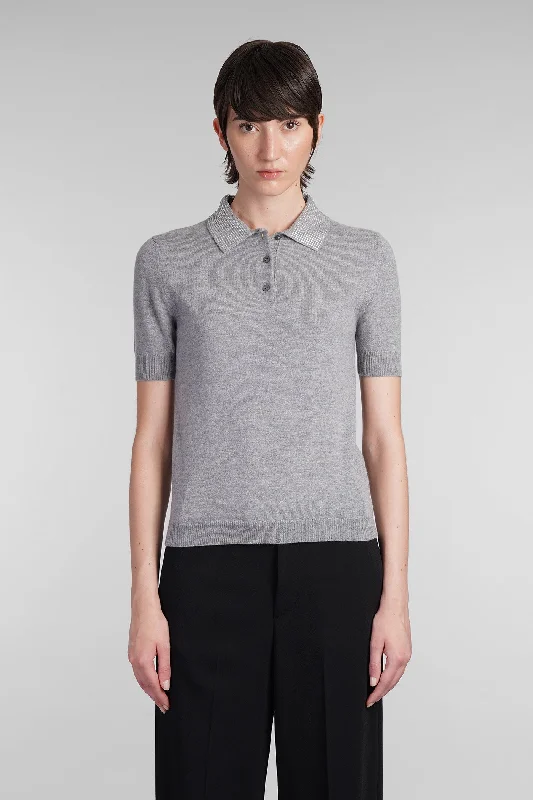 Polo in grey wool