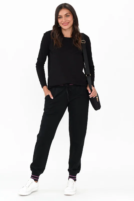 Claude Black Cotton Blend Drawstring Pants