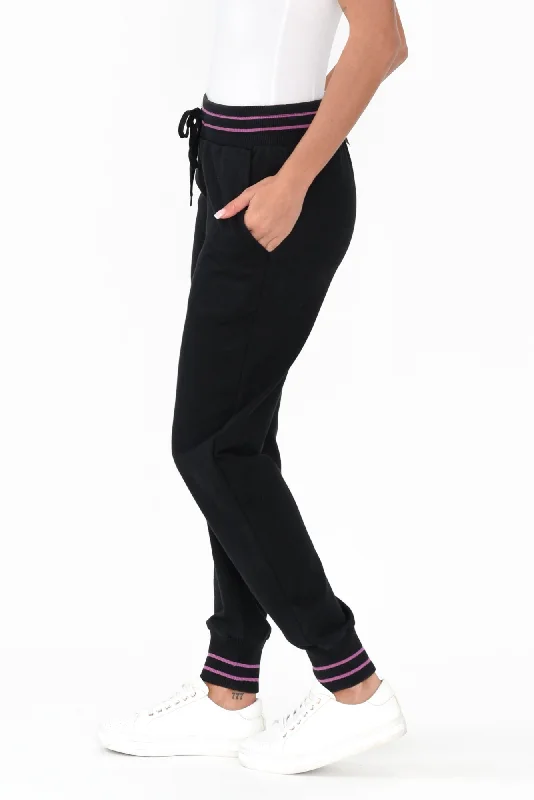 Claude Black Cotton Blend Drawstring Pants