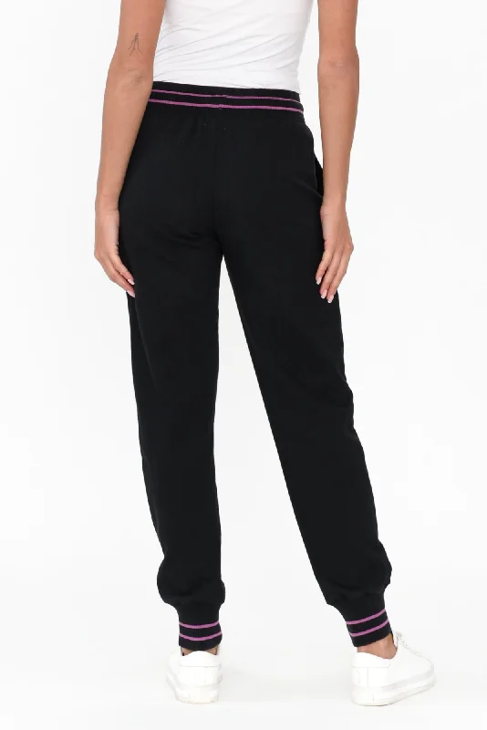 Claude Black Cotton Blend Drawstring Pants