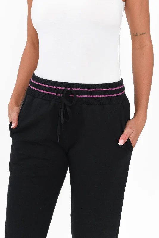 Claude Black Cotton Blend Drawstring Pants