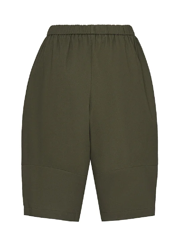 Peach Cotton Twill Seamed Pants - Inside String Olive