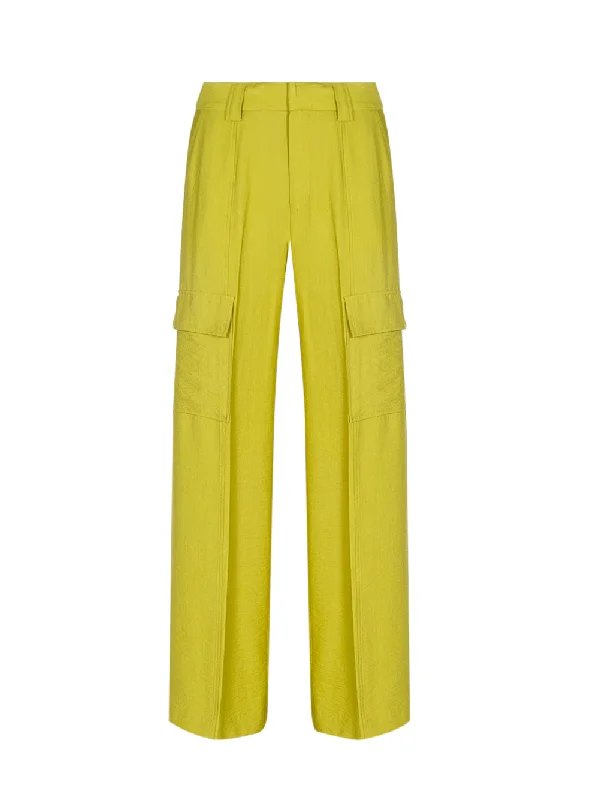 High Rise Wide Leg Cargo Pants (Citrine)