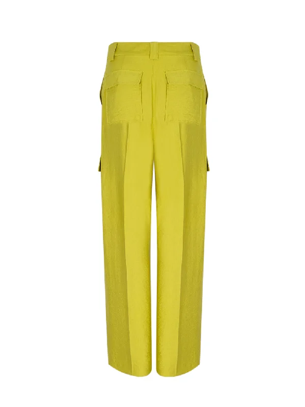 High Rise Wide Leg Cargo Pants (Citrine)