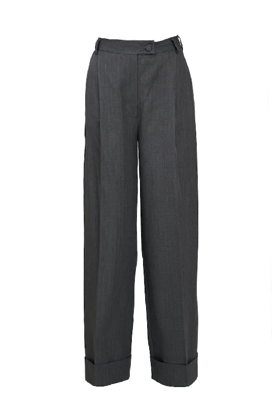 HIGH-RISE WIDE-LEG COTTON-BLEND PANTS