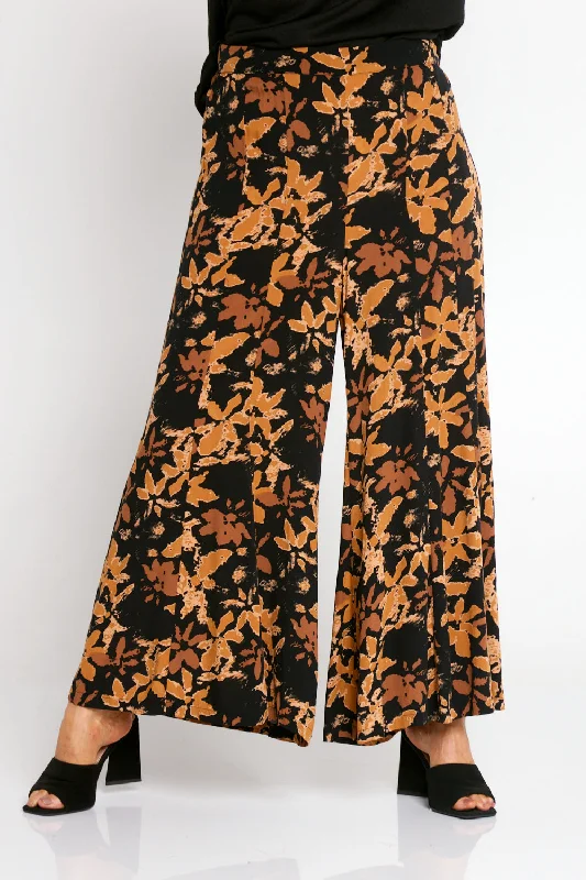 Jarah Wide Leg Pants - Floral Toffee