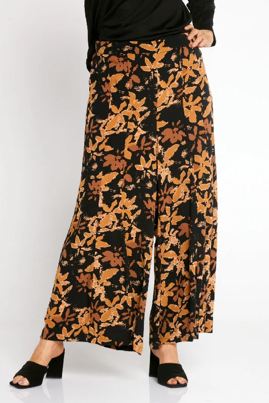 Jarah Wide Leg Pants - Floral Toffee