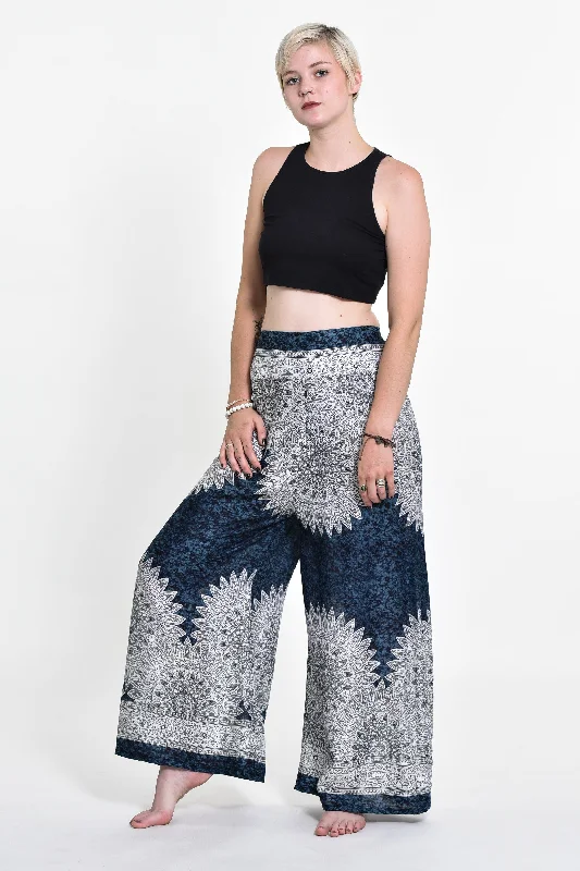 Marble Mandalas Palazzo Style Harem Pants in Indigo