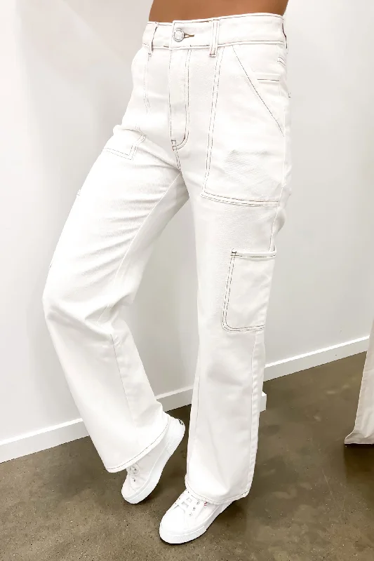 Ottie Denim Cargo Pant White