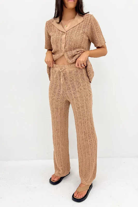 Reagan Crochet Pant Taupe