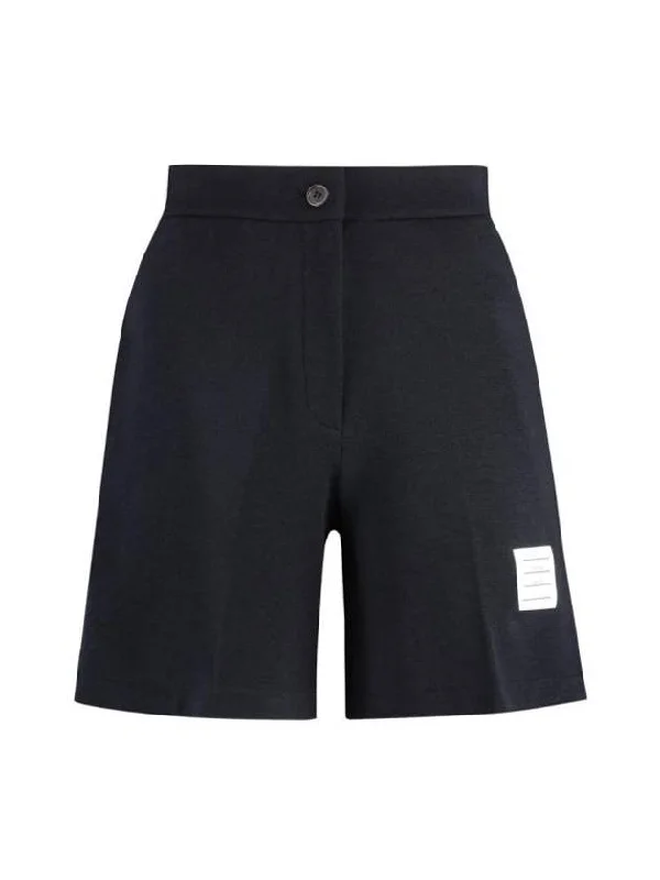 High Waisted Wool Shorts Navy