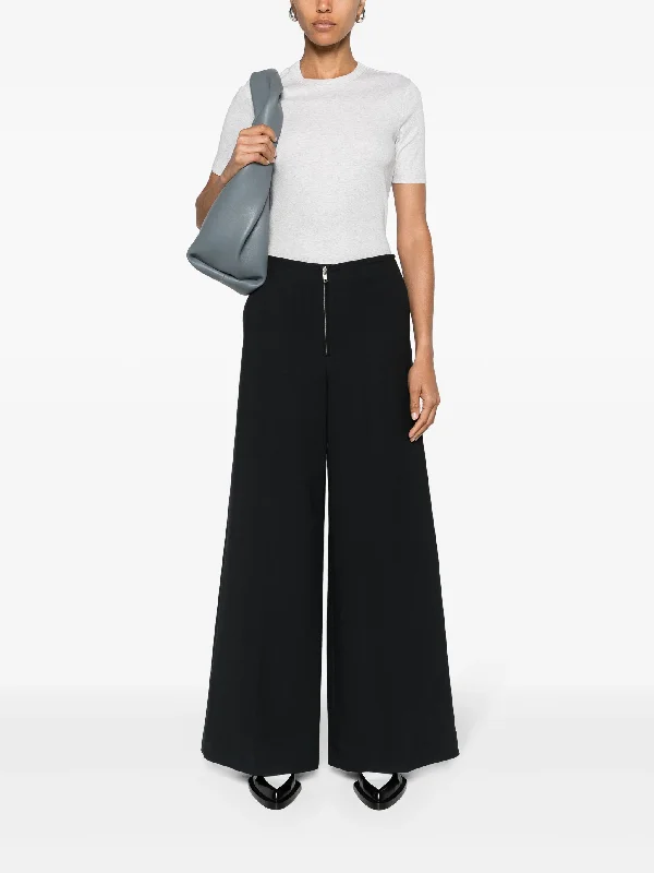 Zip-Front Wide Trousers