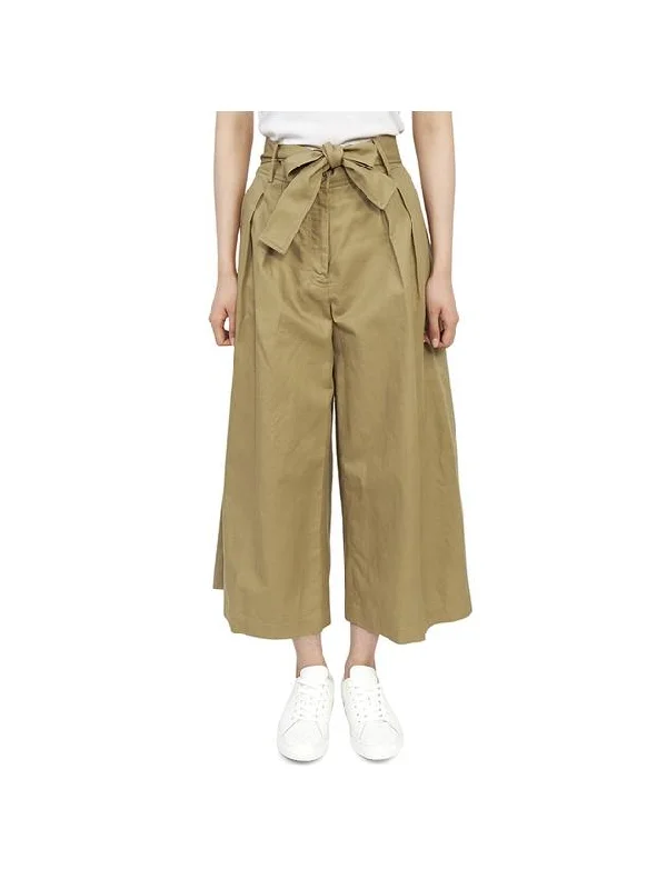 Women's Belted Cotton Wide Pants Beige