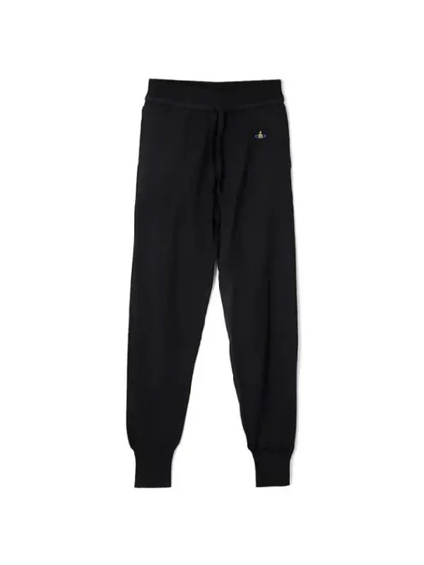 Embroidered Logo Knit Track Pants Black