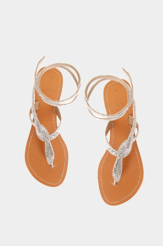 Cobra Wrap Sandals | Silver