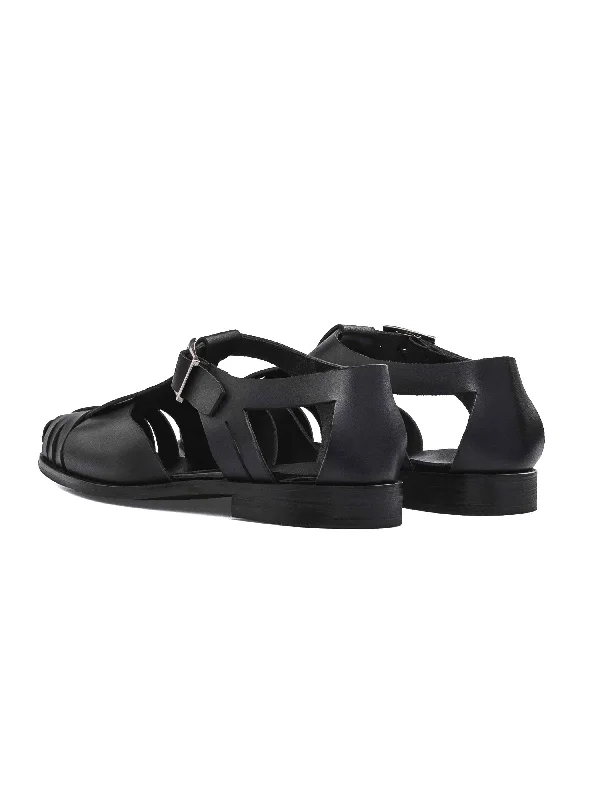 Liam Caged Sandal - Solid Black